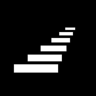 Horizontal bar chart or decreasing stepped diagram with white bars against a black background